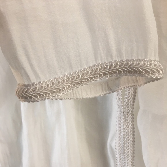 MEIYANG Sheer Long Sleeve Blouse Size Small White Gauzy Embroidered - Picture 7 of 11